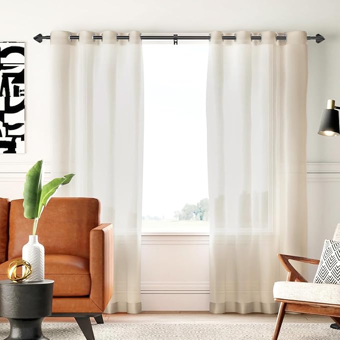 GXOACKJ Black Curtain Rods for Windows 48 to 84 inch, 5/8 inch Adjustable Wrap Around Blackout Curtain Rods for Bedroom & Outdoor
