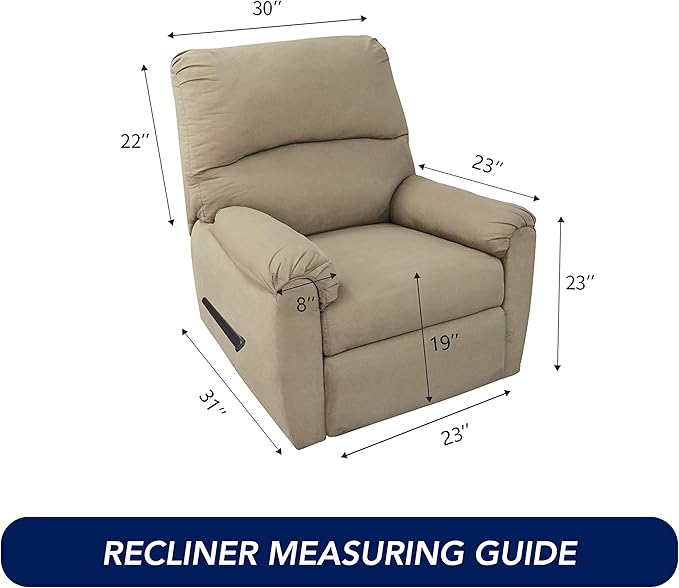 PureFit Super Stretch Chair Sofa Slipcover with Pocket – Spandex Non Slip Soft Couch Sofa Cover, Washable Furniture Protector with Elastic Bottom for Kids, Pets （Recliner, Gray ）