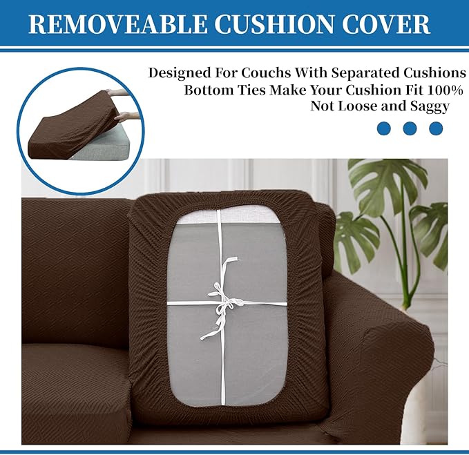 XINEAGE 2026 New 3 Pieces Couch Covers for 2 Extra Large Cushion Sofa Super Stretch Sofa Cover for 2 Large Seat Cushion Universal Loveseat Slip Cover for Living Room (Coffee), 71"-91"(2 Cushions)