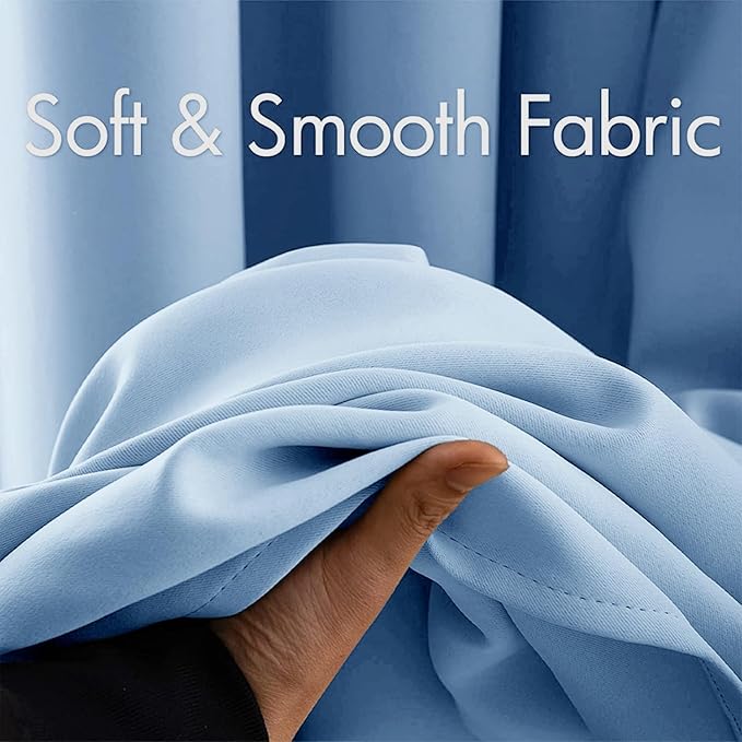 MIULEE Blackout Curtains 96 Inches Long for Bedroom Living Room Thermal Insulated Room Darkening Grommet Top Solid Light Blocking Drapery Set of 2 Window Panels Sky Blue