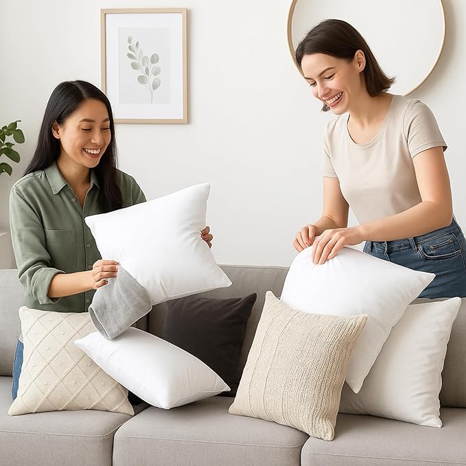 LANE LINEN 20x20 Throw Pillow Insert - Set of 4 White Pillow Inserts for Decorative Pillow Covers, Throw Pillows for Bed, Decorative Pillows for Bed, Couch Pillows, Throw Pillows for Couch