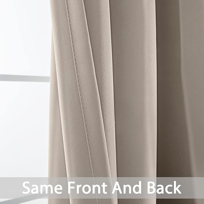 Yakamok Room Darkening Grommet Window Drapes Thermal Insulated Light Blocking Natural Blackout Curtains for Bedroom (42Wx84L,Natural,2 Panels)
