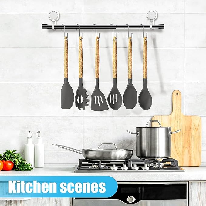 AIZESI 2pcs Black Small Tension Rod 12 to 19 Inch Adjustable Tension Curtain Rod Mini Closet Rod Spring Rod No Drilling Short Tension Rods for Windows, Cupboard, Kitchen Cabinets,（Suitable 12-17in）