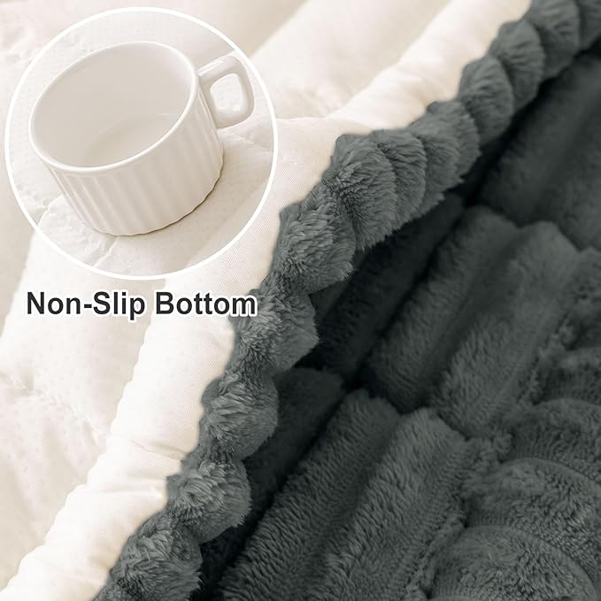 hyha Couch Covers for Dogs Washable, Non Slip Plush Dog Sofa Protectors, Fuzzy Pet Couch Covers for 3 Cushion Sofa Pet Friendly (Dark Grey, 27.6" x 82.7")