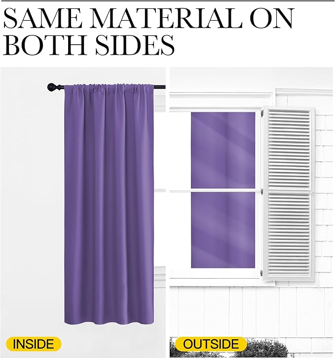 NICETOWN Blackout Curtains for Bedroom, Blackout Curtain Panels, Lilac Purple, 1 Pair, 42 by 45-inch, Window Treatment Energy Saving Thermal Insulated Solid Rod Pocket Blackout Drapes/Draperies
