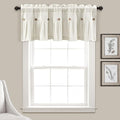 Lush Decor Linen Button Farmhouse Valance Curtians 84"W x 18"L Off White - Linen Valances For Windows - Kitchen Curtains Valances - Bathroom Curtain