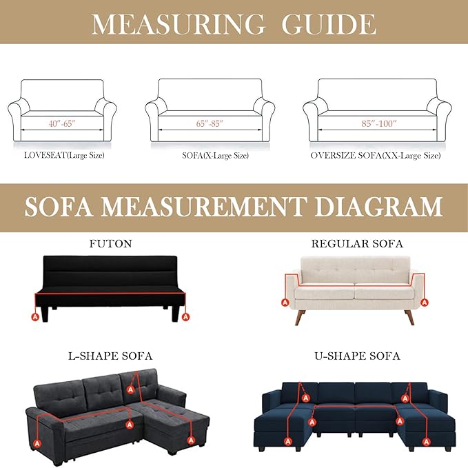 HANDONTIME Khaki Couch Covers for Sectional Sofa L Shape Cute Loveseat Covers Dog Cover Covers, Sofa Covers for 3 Cushion Couch Chenille Sofa Slipcover Soft Sofa Cover for Sectional Sofa, 71" X118"