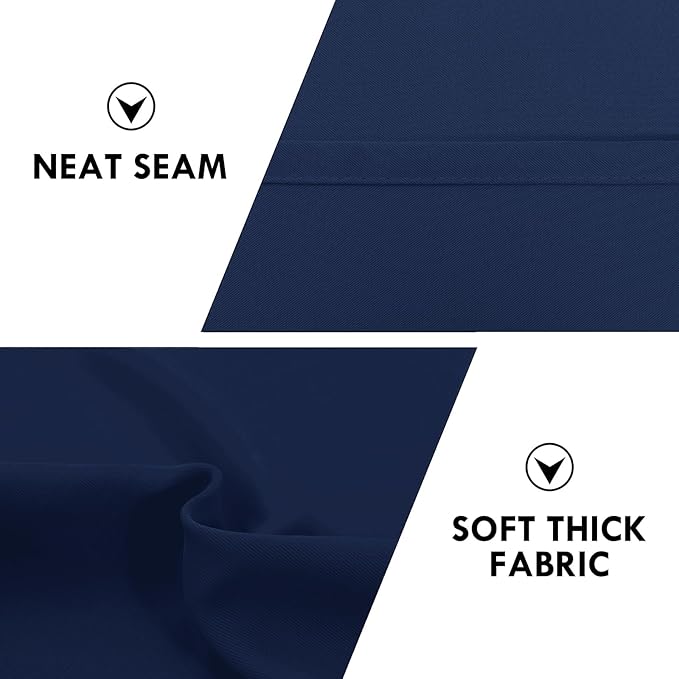 DWCN Bedroom Blackout Curtains 60 x 63 Inches Length 2 Panels Set, Solid Thermal Insulated Energy Saving Window Treatment Drapes, Rod Pocket Curtains for Kids Boys Room (W60 x L63 Inch, Navy Blue)