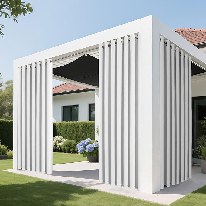 Joydeco Blackout Patio Sliding Door Curtains 84 Inches Long, Grommet Privacy Room Divider Curtains, Extra Wide Thermal Blackout Drapes for Bedroom Living Room (Pure White, 80Wx84L, 1 Panel)