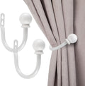Sumnacon Set of 2 Decorative Curtain Holdbacks, Wall Mounted Aluminum Alloy Window Drapery Tiebacks for Bedroom, Livingroom Office Come with Screws, White