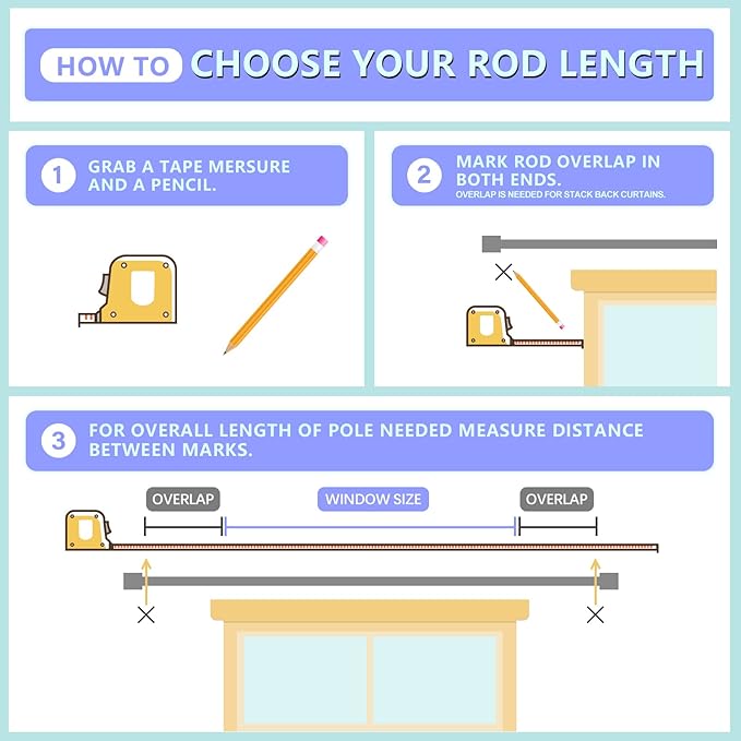 Byondeth Curtain Rods for Windows 16 to 88 Inches Adjustable Length 1 Inch Diameter Window Curtain Rod with Aluminium Finials, Black