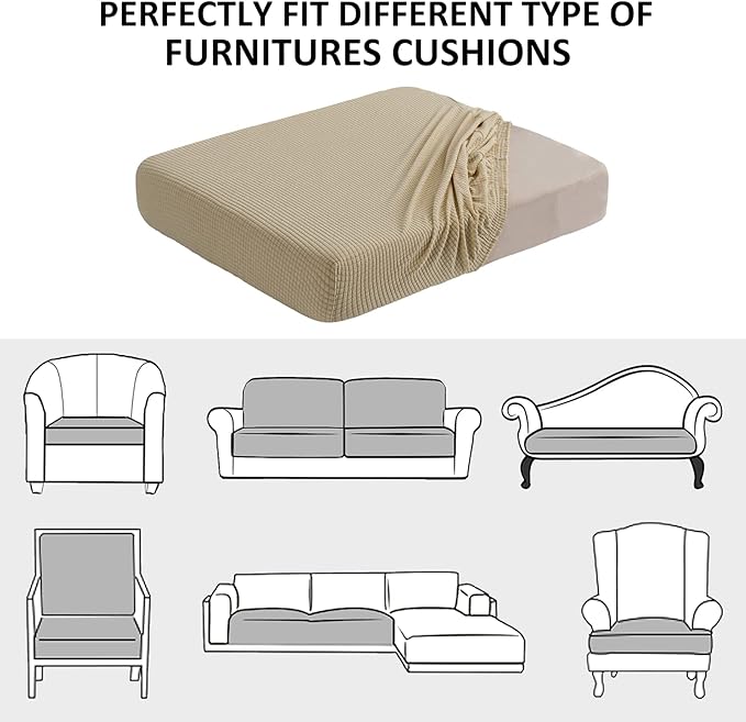Water Resistance Sofa Seat Cushion Covers RV Couch Covers Stretch Furniture Protector for Dogs, Chindren (Sofa Cushion, Sand)