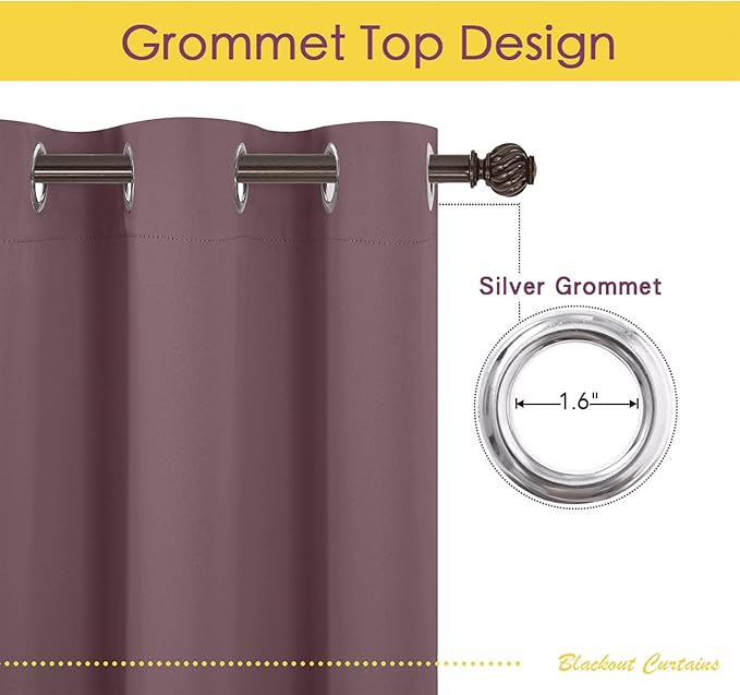 NICETOWN Room Darkening Short Curtain Panels for Cafe, Dry Rose, 2 Panels, W34 x L40 -inch, Thermal Insulated Grommet Room Darkening Draperies/Drapes for Window