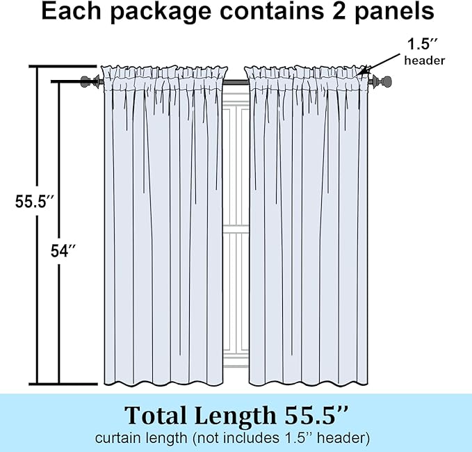 Simplebrand Semi Sheer White Curtains 54 Inch Length 2 Panels, Geometric Jacquard Clip Textured Short Sheer Curtains for Bedroom，Modern Elegant Window Curtains Panels/Drapes/Treatment Sheer，42x54 inch