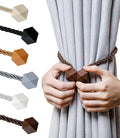 NazTur Magnetic Curtain Tiebacks- Upgrade 2022 with a Thicker Twist Rope & Strong Magnet Tieback Window Treatment Holdbacks Draperies Holders Decorative Drape Handmade Tie Back (Coffee Dark, 2)