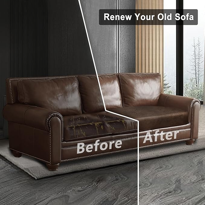 Leather Look Couch Cushion Covers Sofa Seat Slipcovers Sets Couches Furniture Protector for Sectional Armchair Loveseat Pets Kids Stretch (1 Cushion XL Sofa, Brown)