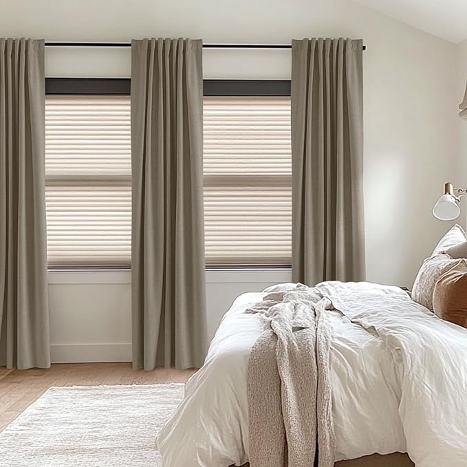 100% Blackout Shield Linen Blackout Curtains for Bedroom 84 Inches Long, Back Tab/Rod Pocket Living Room Drapes, Thermal Insulated Blackout Curtains 2 Panels Set, 50" W x 84" L, Faux Linen