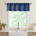 Valances for Windows, Light Filtering Faux Linen Textured Small Short Window Curtain for Bathroom Basement Farmhouse, Rod Pocket Top Half Curtains for Windows, Navy Blue 52Wx14L Inch