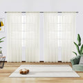 youleyar Solid Sheer Rod Pocket Curtain Voile Draperies 4 Panels Ivory Beige Black Grey Coffee 52 Inch Width 96 Inch Long 1 Pair for Kitchen Bedroom Children Living Room Yard(Ivory,52Wｘ96L)