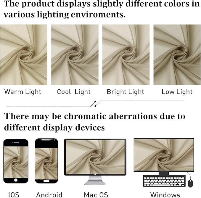 Lecloud Taupe Sheer Curtains 120 Inches Long 2 Panels Set, Rod Pockets Light Filtering Curtains for Living Room Bedroom Dining Room, Solid Color Airy Voile Rustic Drapes, Each Panel 59" W x 120" L