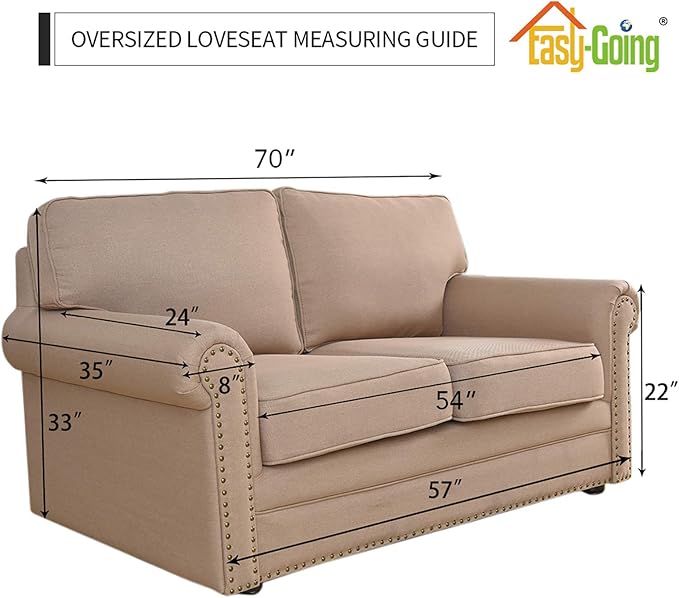 Easy-Going Stretch Oversized Loveseat Slipcover 1-Piece Sofa Cover Furniture Protector Couch Soft with Elastic Bottom for Kids Polyester Spandex Jacquard Fabric Small Checks ASH Rose