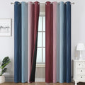 Estelar Textiler Navy Blue and Burgundy Red Ombre Blackout Curtains for Bedroom 102 Inch Long, Thermal Insulated Grommet Complete Room Darkening Gradient Drapes for Living Room, 52Wx102L,2 Panels