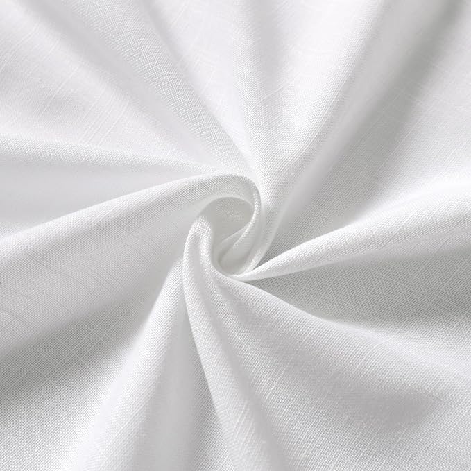 Nanspring White Cafe Curtains 54 Inch Length Set 2 Panel Kitchen Back Tab Pocket Drapes Semi Sheer Short Linen Textured Sheer White Curtain Modern Decor for Small Bathroom Window