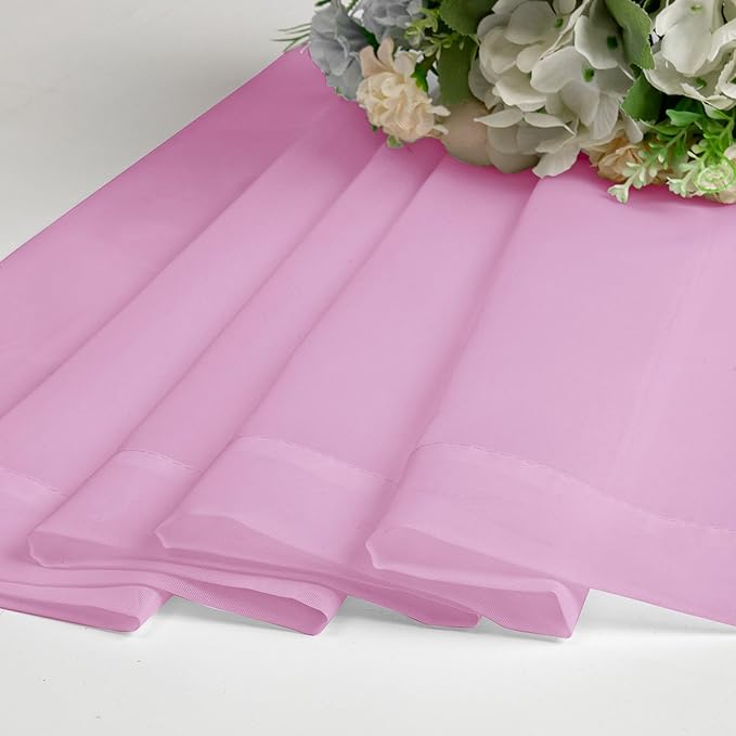 Lecloud Light Pink Sheer Curtains 90 Inches Long 2 Panels, Farmhouse Voile Living Room Drapes with Dual Rod Pocket, Elegant Airy Semi Sheer Curtains for Bedroom, Each Panel 42 X 90 Inch