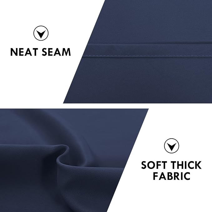 DWCN Navy Room Darkening Blackout Curtains - Thermal Insulated Privacy Energy Saving Window Curtain Drapes 52 x 63 inch Length, Set of 2 Bedroom Living Room Curtains