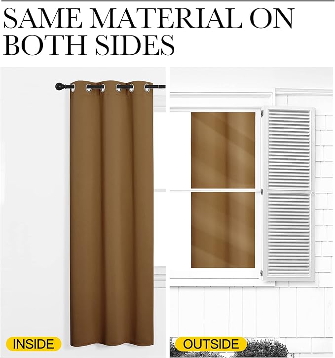 NICETOWN Sleek Blackout Curtains 102 inches Length for Windows, 2 Panels, Gold Brown, W55 x L102 -Inch, Noise Reducing and Block Draft Panels for Door Doorway Laundry Office Luxury Decor Theme