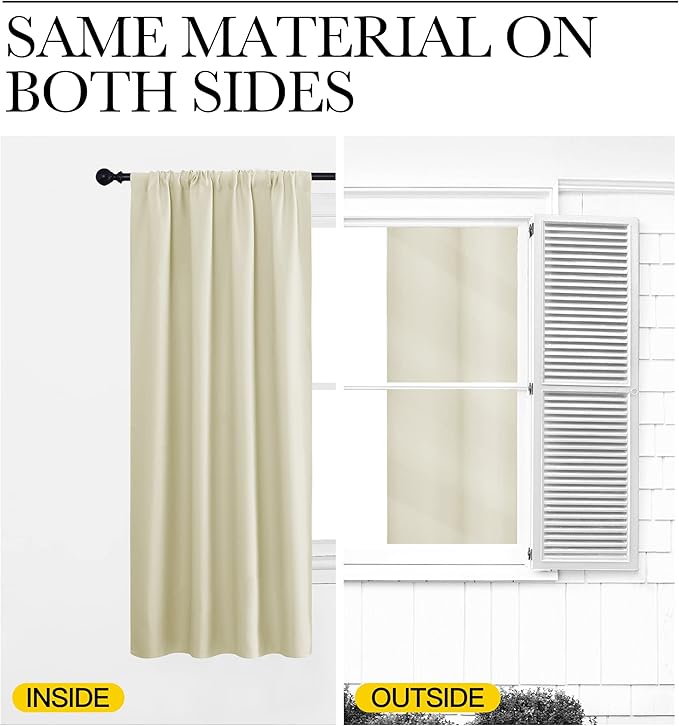 NICETOWN Kitchen Curtains, Short Blackout Curtains & Drapes, Small Window Draperies for Dining Room, Cupboard (Beige, 42 in x 36 in (W x L), Set of 2)