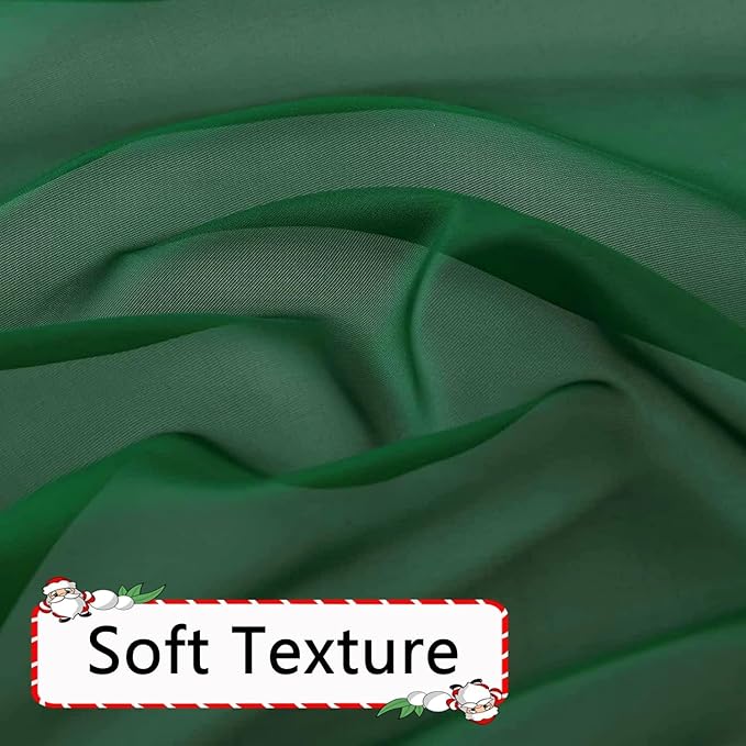 SpaceDresser Foliage Green Sheer Curtains 4 Panels Rod Pocket Semi-Sheer Curtain 90 Inches Long Light Filtering Voile Window Drapes for Bedroom Living Room Kitchen, Each 52W x 90L