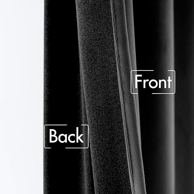 MIULEE Black Velvet Curtains 90 inches 2 Panels - Luxury Blackout Curtains for Bedroom Living Room Thermal Insulated Super Soft Window Drapes Rod Pocket & Back Tab Halloween Decor, W 52 x L 90 inch