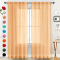 SpaceDresser Sheer Voile Window Treatment Rod Pocket Curtain Panels for Kitchen Bedroom Living Room Drapes Sunlight Filtering Privacy Semi Home Decor Assorted (Beige, 52 W x 45 L)