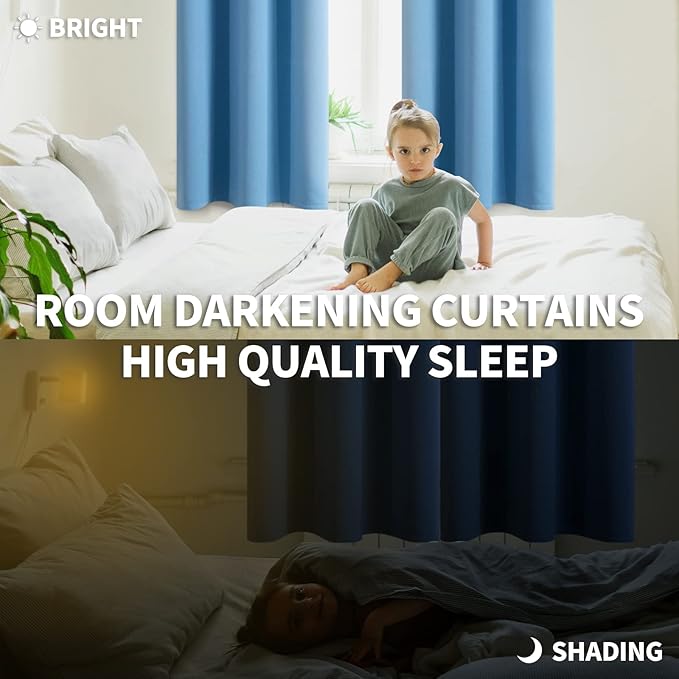 BGment Room Darkening Curtains 45 Inches Long - Grommet Thermal Insulated Drapes Window Treatment Curtains for Bedroom, 2 Panels, 38 x 45 Inch, Sky Blue