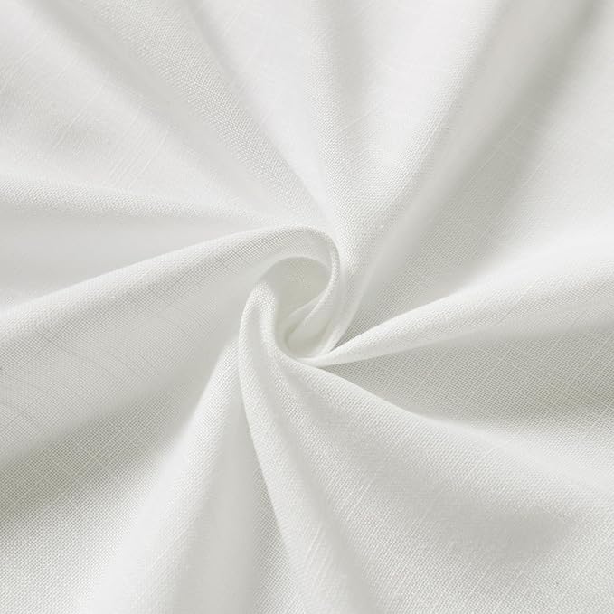 Nanspring Off White Linen Curtains 63 inches Long for Bedroom Back Tab Sheer White Curtains Modern Farmhouse Coastal Decor Cotton Textured Gauze Curtain for Bathroom 2 Panel Set 52x63
