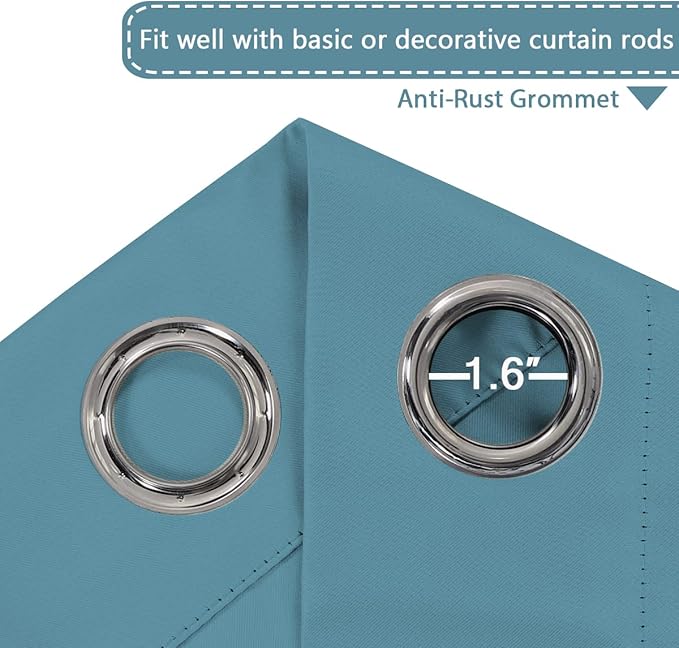 H.VERSAILTEX Blackout Patio Curtains 100 x 96 Inches for Sliding Door Extral Wide Blackout Curtain Panels Thermal Insulated Room Divider - Grommet Top, 8' Tall by 8.5' Wide - Storm Blue