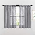 NICETOWN Bathroom Window Curtains 45 inch Length, Natural Linen Textured Rod Pocket & Back Tab Semi Sheer Short Curtains Privacy with Light Through for Bedroom/Living Room, 52" Wide, Grey