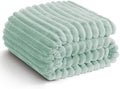 HIMEET Sage Green Ribbed Queen Size Blanket for Bed - 300GSM Lightweight Fleece Blanket for Women, Large Sofa Couch Cover Bed Blankets Gifts, Striped Spring Home Room Decor, Sage Green, 90x90 Inches