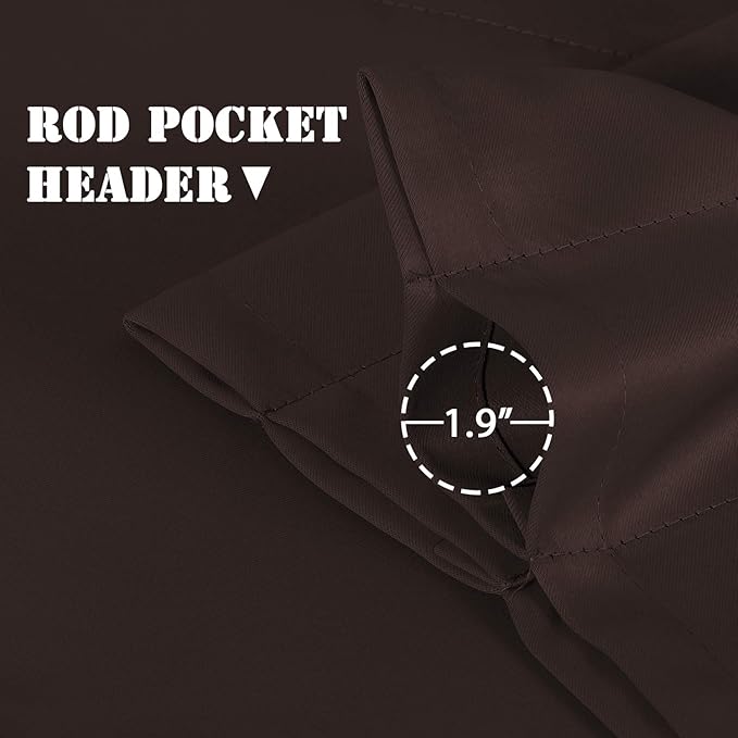 H.VERSAILTEX Blackout Valances for Windows,Kitchen Window Valance Curtains for Living Room/Bedroom/Bathroom Privacy Decorative Rod Pocket Kitchen Valances，2 Panels，52" W x 18" L, Chocolate Brown