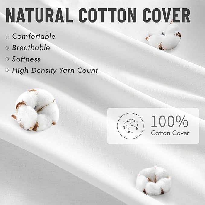 MIULEE 20x20 Pillow Inserts with Cotton Cover,Set of 4 100% Virgin Microfiber Throw Pillows for Couch Sofa and Bed