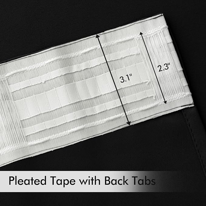 MIULEE Black Back Tab Blackout Curtains 100 Inch Length 2 Panels Set for Living Room Bedroom Privacy, Halloween Rod Pocket/Pinch Pleat Thermal Insulated Room Darkening Pleated Light Blocking Drapes