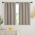 RYB HOME Blackout French Door Window Curtain Covering, Rod Pocket Thermal Insulated Privacy Non See Through Drapes for Bathroom Window, Width 29 by Length 45, Sand, 2 Panels