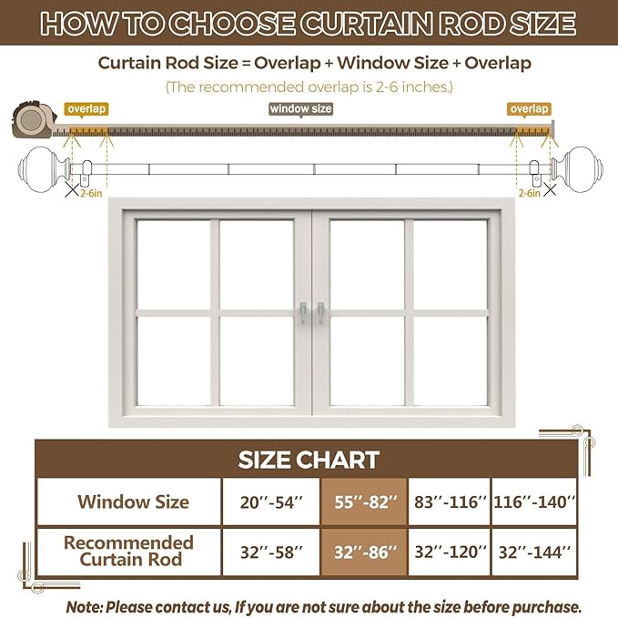 Curtain Rods for Windows 48 to 84 Inch, USFOOK 7/8 Inch Rose Gold Curtain Rod 32 to 86 Inch, Telescoping Splicing Drapery Rods with Decorative Translucent Finials