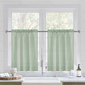 DWCN Bean Green Sheer Curtains for Kitchen Windows - Rod Pocket Semi Transparent Voile Tier Curtains for Bedroom, Living Room, Farmhouse, 36 x 36 inches Long, Set of 2 Panels
