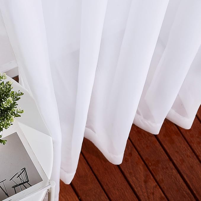 NICETOWN Sheer White Curtains 96 inches Length for Windows, Grommet Top Elegant Voile Textured Window Dressings for French Door/Bedroom/Living Room, W70 x L96, 1 Pair