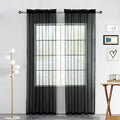 youleyar Solid Sheer Rod Pocket Curtain Voile Draperies 2 Panels White Beige Black Grey Coffee 52 Inch Width 96 Inch Long 1 Pair for Kitchen Bedroom Children Living Room Yard(Black,52Wｘ96L)