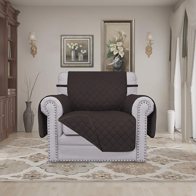 Easy-Going Chair Sofa Slipcover Reversible Sofa Cover Water Resistant Couch Cover Furniture Protector Cover with Elastic Straps for Pets Kids Children Dog Cat (Chair, Chocolate/Chocolate)