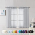 Chyhomenyc Light Grey Sheer Curtains 45 Inch Long 2 Panels, Light Filtering Rod Pocket Voile Short Curtains Drapes for Living Room Bedroom Small Windows, 42Wx45L Inches