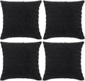 Fancy Homi 4 Packs Boho Black Decorative Throw Pillow Covers 22x22 Inch for Living Room Couch Bed Sofa, Rustic Modern Farmhouse Home Decor, Soft Plush Corduroy Cute Square Cushion Case 55x55 cm